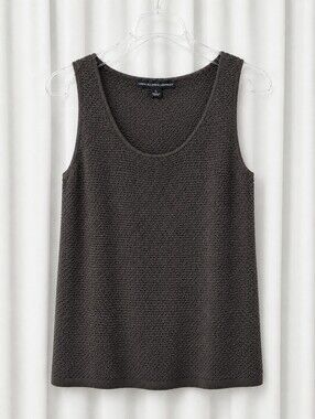 Linda Allard Ellen Tracy Vintage Dark Brown Silk Textured Knit Tank Sweater